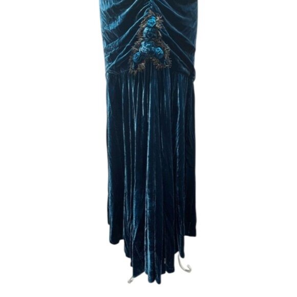 Betsey Johnson Y2K VINTAGE Teal Blue Velvet Maxi Dress NWT - Picture 8 of 13